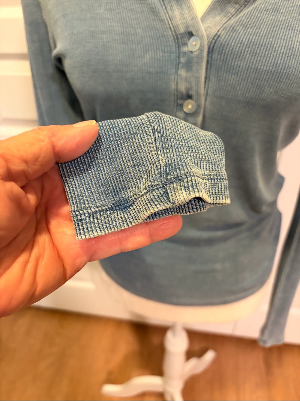 Good American Fluid Denim Henley Top - Picture 7 of 9